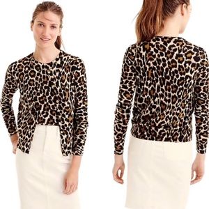J Crew Leopard Jackie Button-Front Wool Cardigan Sweater Size S